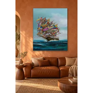 Impresión en lienzo de un velero Fida Graffiti en un mar tormentoso - Product Image 5