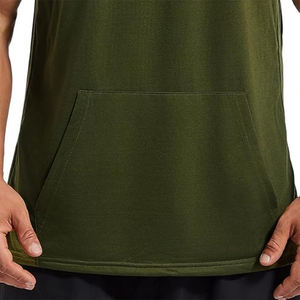 เสื้อฮู้ดแขนกุดแบบสวมหัวสำหรับผู้ชายเสื้อมีฮู้ดผ้าโพลีเอสเตอร์แห้งเร็วออกแบบได้ตามต้องการสำหรับยิมของผู้ชาย - Product Image 4