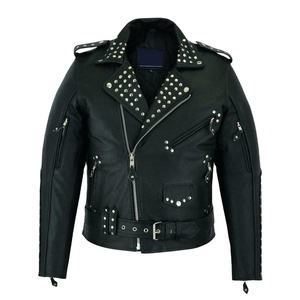 2023 Hochwertige Herren Echt leder Motorrad Motorrad Perfecto Nieten Brando Lederjacke Biker Leder Nieten jacke