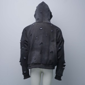 Sweat à capuche en coton 100% respirant, écologique, coupe classique vintage, imprimé délavé à l'acide, design streetwear, thermique - Product Image 5