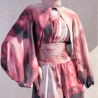 Robe d'été élégante à motifs floraux YKD094, style resort, robe musulmane, vêtements islamiques pour femmes, hijabs traditionnels, coupe ample