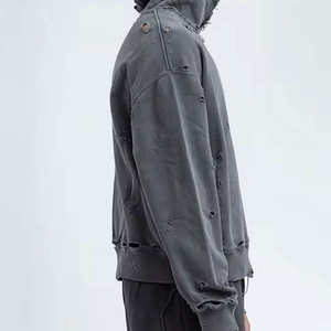 Sweat à capuche en polaire surdimensionné en coton uni épais 500GSM pour hommes, sweat à capuche court lourd du fabricant personnalisé 400 gsm Boxy français XS - Product Image 4