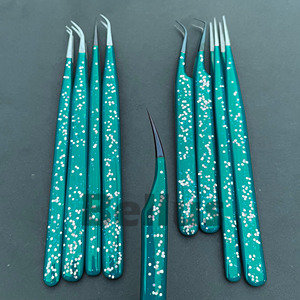 Pinzas de extensión de pestañas personalizadas, herramienta de pestañas profesional de acero inoxidable puntiaguda, equipo de belleza de etiqueta privada ligero y duradero - Product Image 1