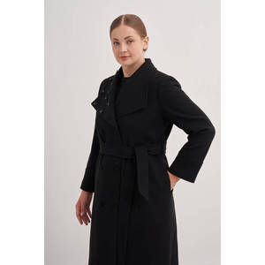 Manteau trench vintage à double boutonnage avec ceinture, imperméable et respirant, noir, taille XL - Product Image 3