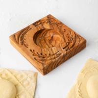Moule à raviolis artisanal en bois d'olivier Artisraw, outil de cuisson rustique, coupe-pâtes écologique, haute qualité, fabriqué au TN