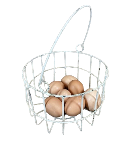 Handmade Kitchen Storage Iron Metal Wire Egg Basket Farm Chicken Egg Holder Organizer Container Egg Bowl Decorate