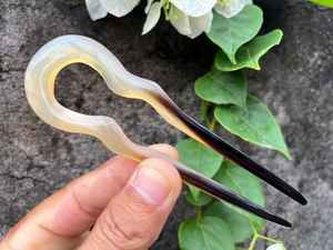 Palillo de pelo de cuerno de búfalo natural, moño clásico hecho a mano, accesorio para el cabello, diseño elegante único y elegante - Product Image 2