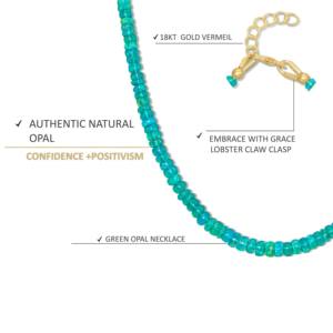 Collar de cuentas finas de Plata de Ley 925 con ópalo verde 14 \ "joyería de piedra natal para mujer para boda o regalo - Product Image 2