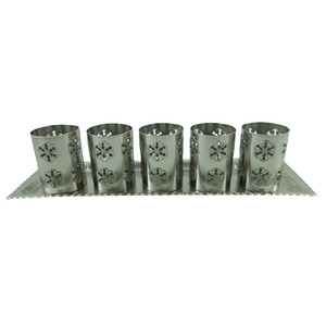 Plateau Rectangle Avec Trois Vases À Fleurs En Nickel Antique Argent Décoration Articles Ménagers Bureau Restaurants Hôtels Intérieur Maison - Product Image 4