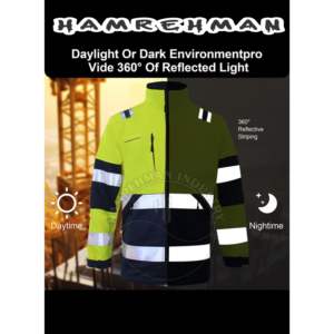 เสื้อแจ็คเก็ตกันน้ำสะท้อนแสงสำหรับผู้ชาย, มีกระเป๋าสะท้อนแสงปรับได้ปรับแต่งโลโก้ได้ - Product Image 5