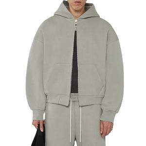 Vente en gros sweat à capuche personnalisé à épaules tombantes 400 gsm avec logo du fabricant sweats à capuche surdimensionnés à fermeture éclair complète pour hommes - Product Image 1