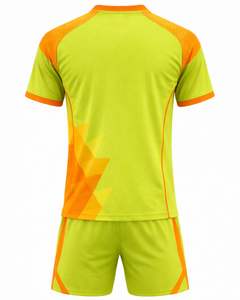 Manufacture Football Jersey And <b>Shorts</b> Set <b>Lime</b> <b>Green</b> Orange Polyester Breathable Quick Dry Soccer Training Team Uniform - Product Image 2