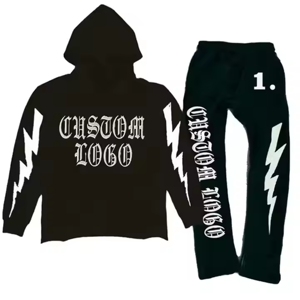 Sweat à capuche en molleton de sport imprimé bouffant 3D unisexe et ensemble de pantalons en coton Active Bottoms Wholesale - Product Image 3