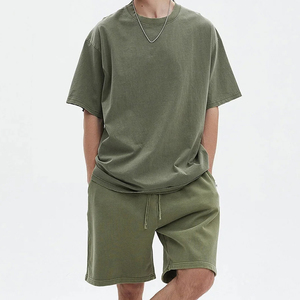 Ensemble de vêtements de sport d'été pour hommes respirants avec logo personnalisé T-Shirt en coton respirant avec short Short de sport décontracté Service OEM - Product Image 1