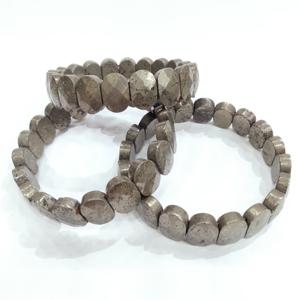 Vente en Gros de Bracelet en Cristal sur le Thème de l'Amour Pierre d'Agate Naturelle Pyrite Ovale à Facettes Pierre Précieuse Sculptée Technique Hommes Femmes Guérison - Product Image 1