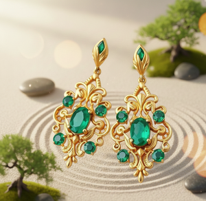 Pendientes de Plata de Ley 925 con Hidro Verde en Múltiples Formas, Chapados en Oro de 18K, Joyería de Moda Hecha a Mano para Mujer - Product Image 6
