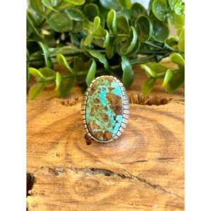 Ray Jack #8 <b>Turquoise</b> & Sterling Silver <b>Ring</b> Size 12.75-Natural Stone Bezel Set Pear Cut Fine Jewelry Gift - Product Image 1