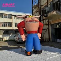 Cowboy étrange gonflable réaliste pour l'activité de publicité agricole, personnage de taureau de dessin animé gonflable pour la décoration carrée