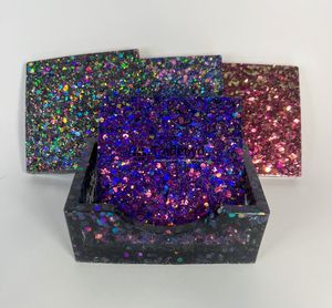 Sous-verres en résine faits à la main, qualité supérieure, 4x4 pouces, carrés, ensemble de sous-verres de luxe pour la maison, l'hôtel, le restaurant, Tradebyd - Product Image 2