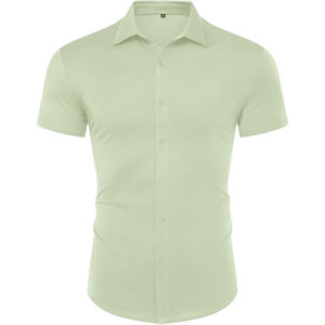 Camisa de trabajo de sarga de media manga para hombre, cierre de botón, diseño informal de negocios transpirable, bordado personalizado para uniformes de oficina a granel - Product Image 2