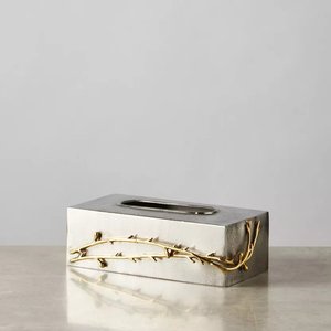 Porte-papier de soie en métal argenté de luxe Accent pour la maison et la décoration de table de mariage Boîte à mouchoirs en forme de rectangle - Product Image 2