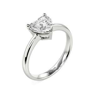 Jeulia Heart Cut <b>Solitaire</b> Sterling <b>Silver</b> Fashion Engagement <b>Ring</b> - Product Image 3