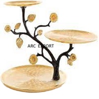 Présentoir à gâteau décoratif en forme de feuille de fleur Design admirable Designer noir et crème à 3 couches avec présentoir à dessert sucré pour les meilleures ventes