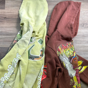 Produttori di Felpe con Cappuccio Personalizzate con Logo Vintage, Stampa Digitale di Figure e Lettere, Effetto Consumato e Strappato - Product Image 1