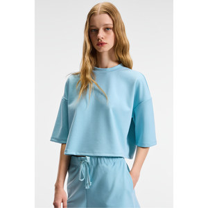 ETHIQUET VELA เสื้อยืดคอกลมผ้าสเตรชทรงโอเวอร์ไซส์สำหรับผู้หญิง - Product Image 5