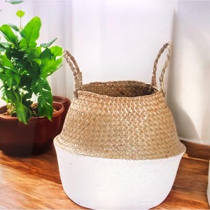 Sea Grass Woven Handmade <b>Flower</b> <b>Basket</b> With Handle Rattan Woven Decorative <b>Flower</b> Pot Stylish Planter <b>Baskets</b> <b>for</b> Plants - Product Image 6