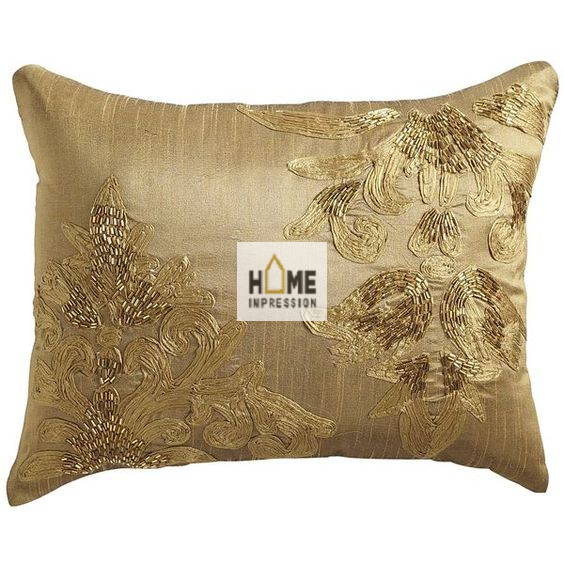 Brown and White Color Sheading for Cushion Cotton Material Luxury Beaded Home Decorating Cushion Pillows Throw Pillows
