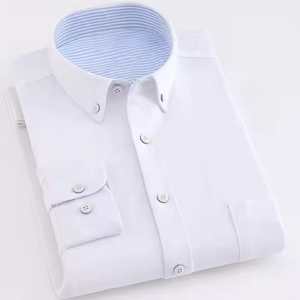 Camisa de vestir formal de manga larga de algodón 100% al por mayor, camisa informal ajustada personalizada para hombre, último diseño, paquete individual de franela Oxford - Product Image 5