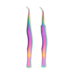 Pince à cils en acier avec prise en diamant, couleurs personnalisées, logo personnalisé, volume à angle de 90 degrés, vente en gros - Product Image 6