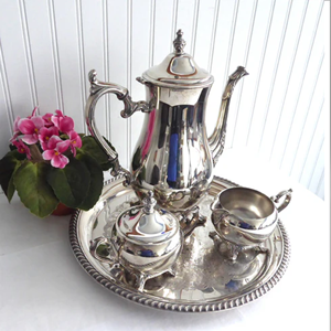 Hecworth กาน้ำชาสไตล์แต่งงานสุดหรูในสแตนเลสสตีลสลักสีเงินชุบเคลือบแก้วภาชนะใส่เครื่องดื่มขายส่ง - Product Image 1