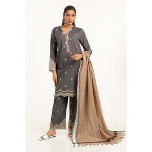 Dupatta de Algodón Teñido con Hilo IPD-44605 - Product Image 2