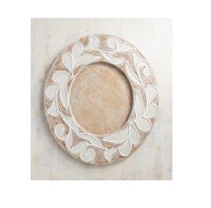 Plateau rond en bois finition naturelle avec motif floral, plateau décoratif pour fruits, collations, chocolat, desserts - Product Image 5