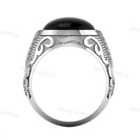 2025 personnalisé 15x11mm Onyx noir turc bague éternité Vermeil 925 en argent Sterling en gros bon bijoux cadeau pour hommes Fine