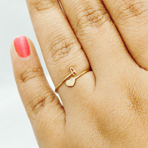 Nouvelle bague pour femme remplie d'or 18 carats à la mode Style unique Coeur enchanteur adorable avec une lettre Bijoux à la mode - Product Image 3