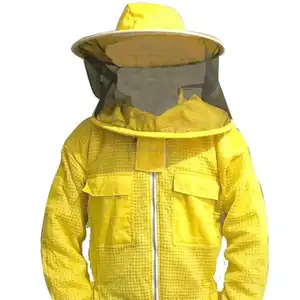 Breathable Bee Jacket 3 Layer Bee Jacket Ventilated Bee Keeper Jacket Wind Mesh with Hooded Hat Beekeeper Suit