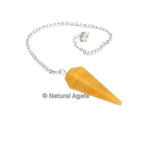 Acheter en ligne Indien Véritable Pierre Artisanat Brun Goldstone 6 Faceted Avec Chaîne En Argent Pendules | Pendule de pierres précieuses à vendre - Product Image 2