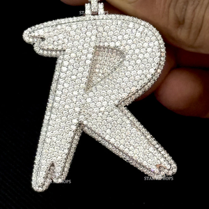 จี้อัญมณีรูปดาว925เงินสเตอร์ลิงประดับตัวอักษรแบบฮิปฮอปแบบตัดได้อย่างยอดเยี่ยม - Product Image 1