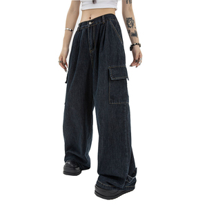 Nuevos Diseños de Pantalones Vaqueros de Mezclilla con Logotipo Personalizado, con Bolsillos, Pantalones Vaqueros de Algodón, Pantalones Vaqueros de Mezclilla al por Mayor para Mujer - Product Image 2