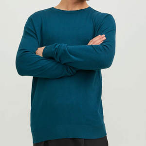 2023 nouveautés Style Hip Hop à manches longues col rond en gros couleur unie à la mode coupe ajustée à manches longues t-shirts - Product Image 2