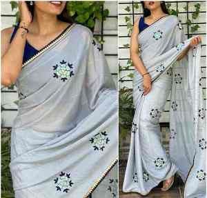 Nouvelle élégante tendance d'habillage dernier concepteur élégant Look Dola soie Saree avec chemisier avec broderie travail femmes mode exportateur - Product Image 4