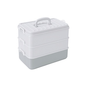 Triple Multi-Purpose Eco-Friendly Lightweight <b>Plastic</b> Food Spice Tools Storage <b>Box</b> Lockable <b>Lid</b> Three-Layer Stackable Organizer - Product Image 2