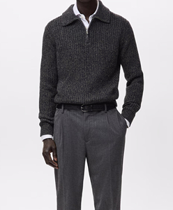 Suéter de Punto Informal Unisex para Mujer, Mezcla de Nailon/Acrílico, Suéter de Otoño, Cárdigan con Cierre de Cremallera y Adornos Frontales - Product Image 3