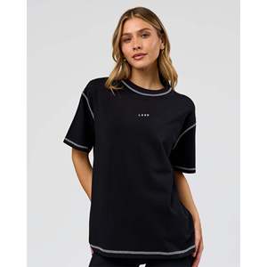 T-shirt en molleton de coton épais et surdimensionné Go-To Contrast - Noir et Blanc - Product Image 1