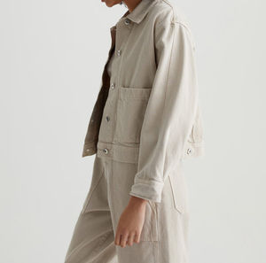 Veste en jean pour femme, nouvelle collection automne-printemps, décontractée, manches longues, motif brodé en grille, dernière collection, manches régulières, rembourrage en coton - Product Image 2