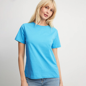 เสื้อยืดคอกลมผู้หญิงผ้าฝ้ายแบบพอดีตัวใส่สบายใส่100% เสื้อยืดโลโก้ได้ตามต้องการ - Product Image 1