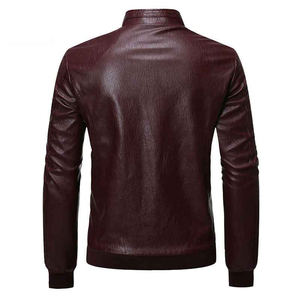 Nueva llegada de alta calidad de diseño personalizado chaqueta de cuero de invierno para hombre tela de lona de moda cuello levantado logotipo frontal de posicionamiento - Product Image 3